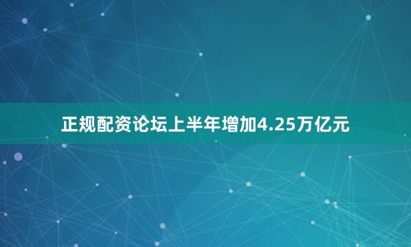 正规配资论坛上半年增加4.25万亿元