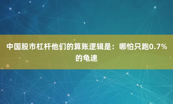 中国股市杠杆他们的算账逻辑是：哪怕只跑0.7%的龟速